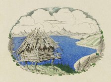 The Hut on Chicken Legs. Illustration to the poem Ruslan and Lyudmila by A. Pushkin, 1921-1926. Creator: Chekhonin, Sergei Vasilievich (1878-1936).