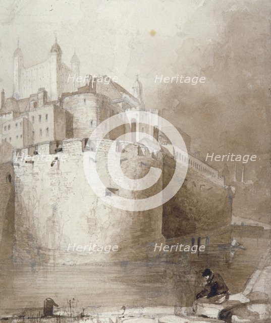 View of the Tower of London from the moat, c1830. Artist: Anon