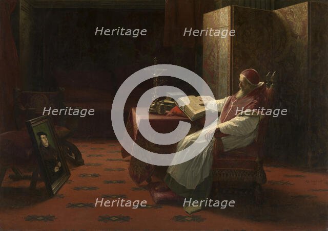 Pope Paul III in front of the Portrait of Luther, 1883. Creator: Albrecht De Vriendt.