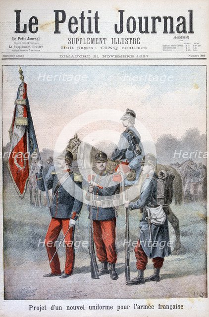 Proposed new uniforms of the French army, 1897. Artist: Henri Meyer