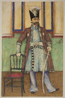 Portrait of Nasser al-Din Shah Qajar (1831-1896), Shahanshah of Persia, ca 1855. Creator: Anonymous.