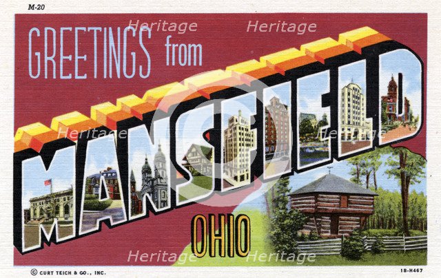 'Greetings from Mansfield, Ohio', postcard, 1941. Artist: Unknown