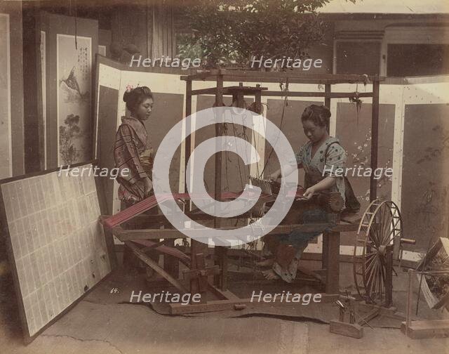 Weaving Sillk, 1870s-1890s. Creator: Kusakabe Kimbei.