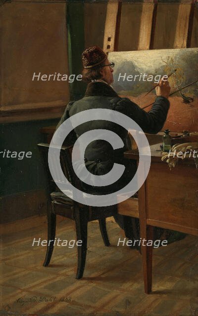 The Painter J.C. Dahl at his Easel, 1848. Creator: Siegwald Johannes Dahl.
