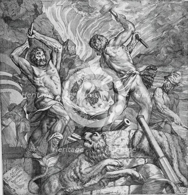 Forge of the Cyclopes, 1572. Creator: Cornelis Cort.
