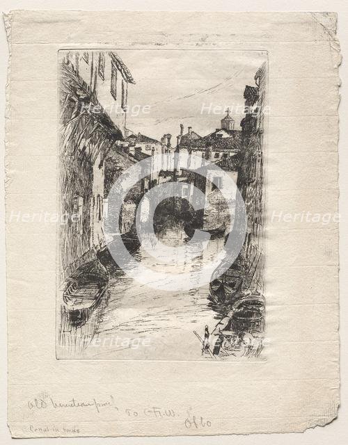 Canal in Venice, 1880. Creator: Otto H. Bacher (American, 1856-1909).