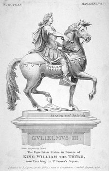 The equestrian statue of King William III in St James's Square, London, 1808.                        Artist: Samuel Rawle