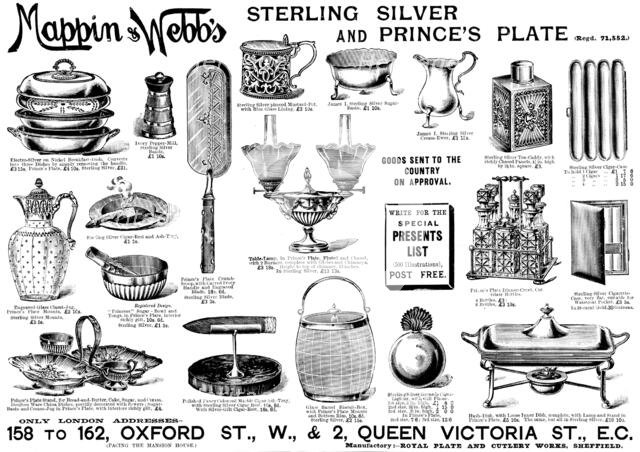 Advertisement for Mappin & Webb's Sterling Silver and Prince's Plate, 1895. Creator: Unknown.