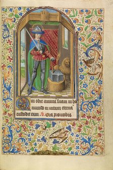 Saint Adrian Armed with a Sword and an Anvil; Book of Hours, about 1466-1470. Creator: Master of Jacques of Luxembourg.