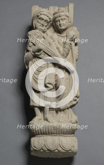 Bracket with Two Musicians, 100s. Creator: Unknown.