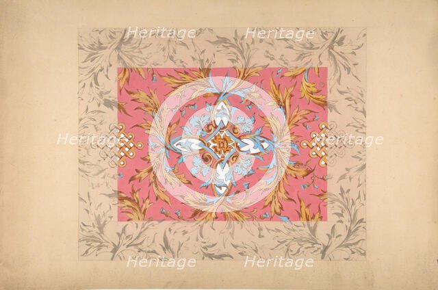 Design for a ceiling with floral design, second half 19th century. Creators: Jules-Edmond-Charles Lachaise, Eugène-Pierre Gourdet.