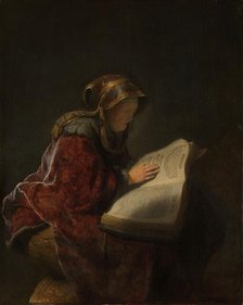 Old Woman Reading, Probably the Prophetess Anna, 1631. Creator: Rembrandt Harmensz van Rijn.
