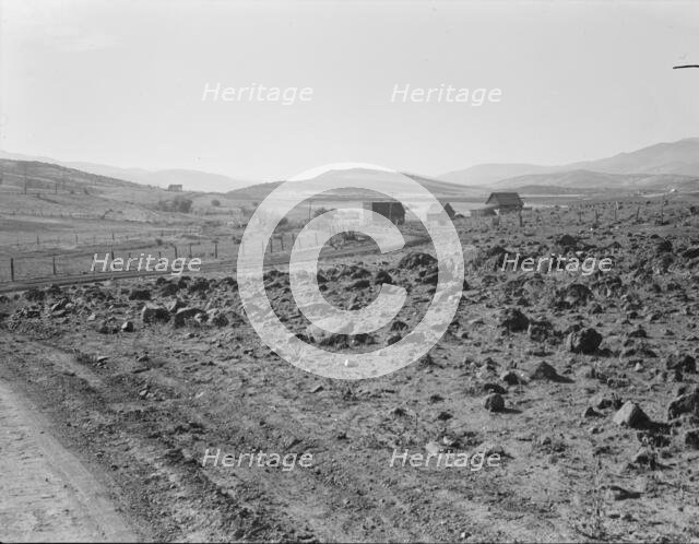 Road up the valley toward Ola self-help sawmill co-op, Gem County, Idaho, 1939. Creator: Dorothea Lange.