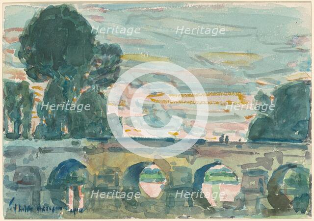 The Bridge at Grez [recto], 1904. Creator: Frederick Childe Hassam.