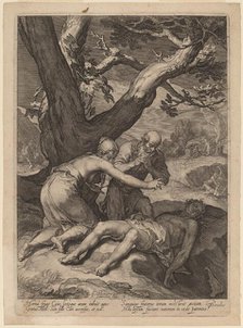 Adam and Eve Lamenting over the Corpse of Abel, 1604. Creator: Jan Saenredam.