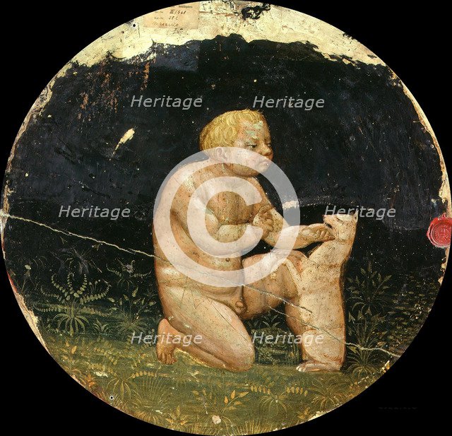 Birth Plate (Desco da Parto) Obverse: Boy playing with a dog.