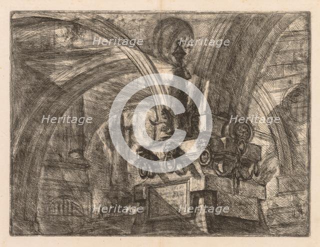 The Prisons: Round Arches Springing from a Square Column, 1745-1750. Creator: Giovanni Battista Piranesi (Italian, 1720-1778).