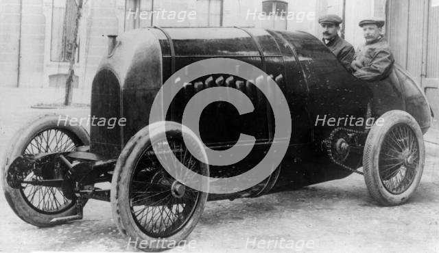 1912 Fiat S76, Nazzaro at the wheel with Fagano. Creator: Unknown.