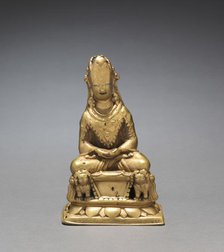 Crowned Buddha Seated on a Lion Throne, 700s. Creator: Unknown.