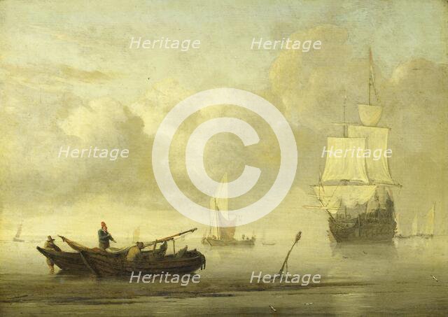 Ships near the Coast during a Calm, c.1650-c.1707. Creator: Willem van de Velde the Younger.