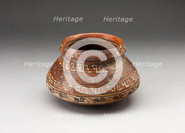 Miniature Jar with Bands of Geometric Motifs and Abstract Birds, A.D. 1450/1532. Creator: Unknown.