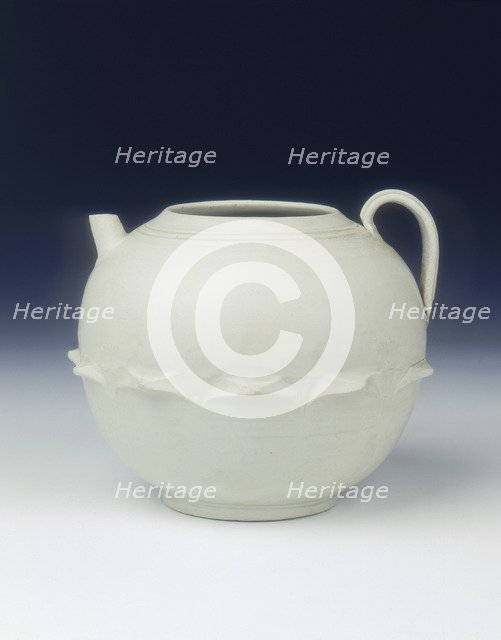 White glazed ewer with protruding petals, Five Dynasties period, China, 10th century. Artist: Unknown