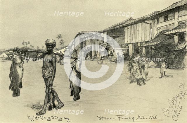 Street scene in a fishing village, Mutwal, Ceylon, 1898. Creator: Christian Wilhelm Allers.