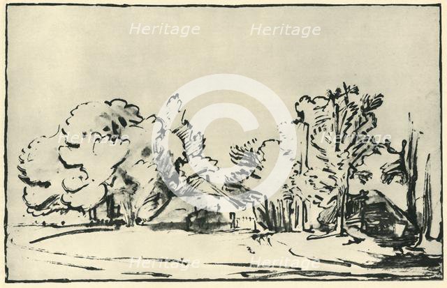 Landscape with two cottages, c1650-1655, (1943). Creator: Rembrandt Harmensz van Rijn.