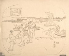 Proof Line-Block Print for Fan, 19th century. Creator: Sadahide Utagawa.