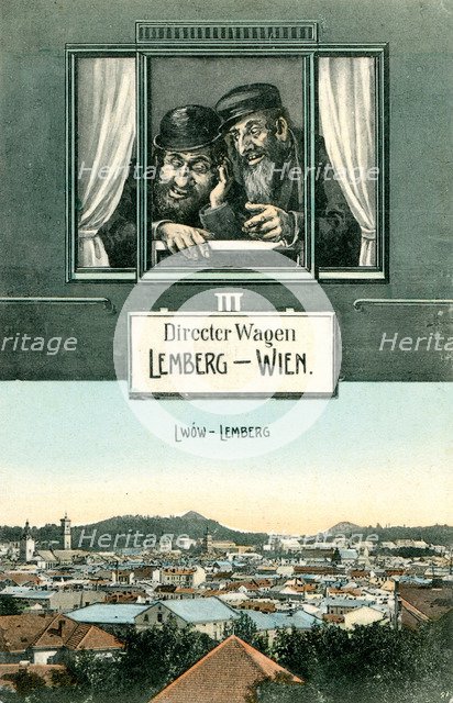 Lviv - Vienna. Anti-Semitic postcard, 1905.