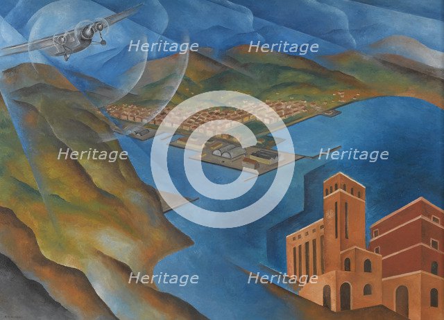 Allegoria del Golfo e del Palazzo delle Poste di La Spezia, ca 1933.