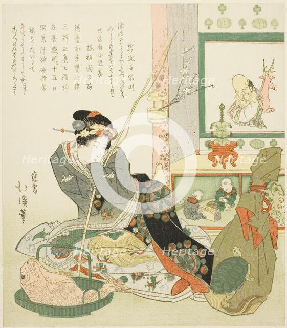 Lady Seated by a Tokonoma Alcove, 1829. Creator: Totoya Hokkei.