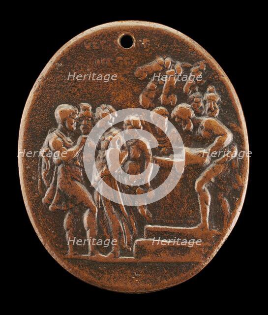 Eliezer and Rebecca at the Well, c. 1540. Creator: Giovanni Bernardi.