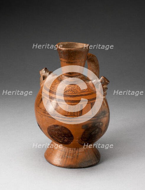 Single-Handled Pedestal Jar with Geometric Motifs and Appliques on Shoulders, A.D. 1000/1470. Creator: Unknown.