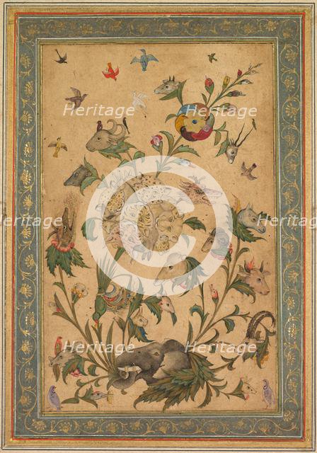 A floral fantasy of animals and birds (Waq-waq), early 1600s. Creator: Unknown.