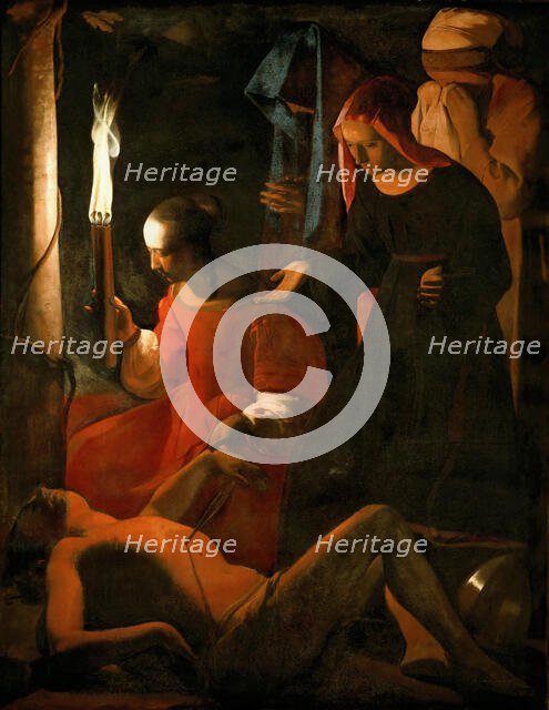 Saint Sebastian Tended by Saint Irene, ca 1649. Creator: La Tour, Georges, de (1583-1652).