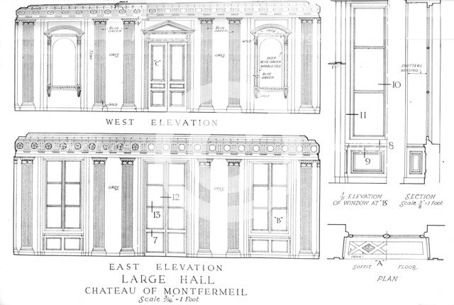 Large Hall, Chateau of Montfermeil, Paris, 1924. Artist: Unknown.