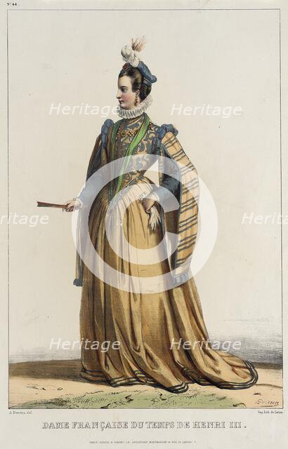 Fashion Plate: Dame Francaise Du Temps De Henri III, no. 44, c1850. Creator: Unknown.