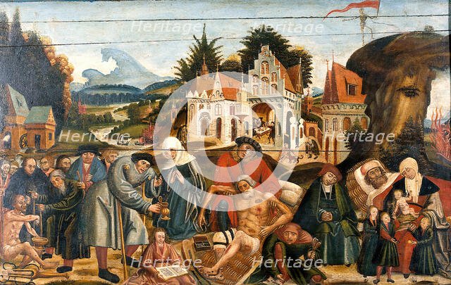 Works of mercy with Dives and Lazarus, c1550. Creator: Unknown.