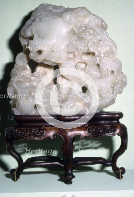 Chinese Jade, Representation of Taoist Sacred Mountain with Hermit's Hut, c1636-1912. Artist: Unknown.