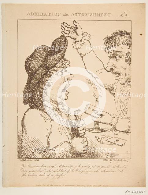 Admiration with Astonishment (Le Brun Travested, or Caricatures of the Passions), January 21, 1800. Creator: Thomas Rowlandson.