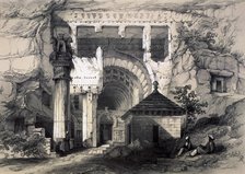 Karli, Entrance of Great Chaitya Cave, 1845.   Artist: John Weale