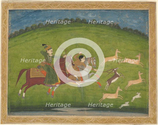 Prince and Princess Hunting Blackbuck, mid-18th century. Creator: Unknown.