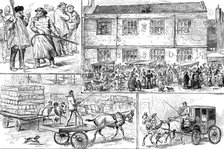 Commencement of the Hull, Barnsley, and West Riding Railway and Dock - jottings at Hull, 1881. Creator: Unknown.