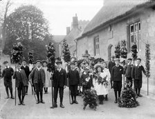 A group of children on May Day with May King and Queen centre right, Oxford, Oxfordshire, c1900. Artist: Henry Taunt