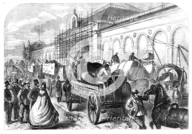 Arrival of goods at the International Exhibition Building: a scene in Cromwell-Road, 1862. Creator: Unknown.