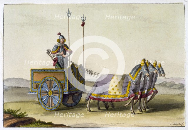 Ancient Chinese war chariot, c1820-1839. Artist: Giovanni Bigatti