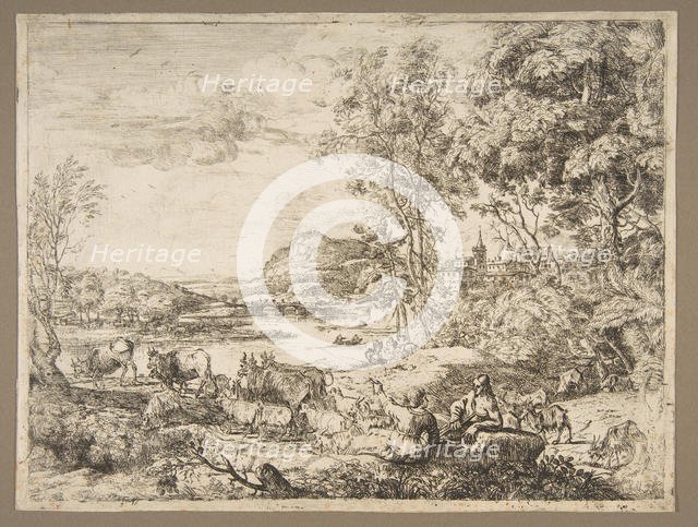 Shepherd and Shepherdess Conversing in a Landscape, ca. 1651. Creator: Claude Lorrain.