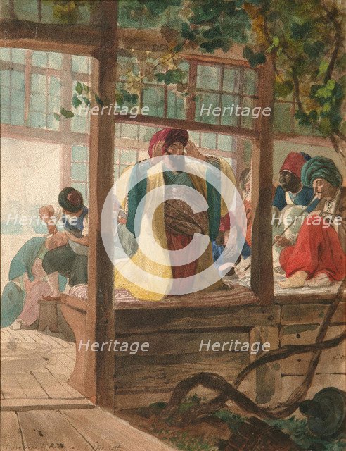 A Barber Shop, ca. 1849. Artist: Briullov, Karl Pavlovich (1799-1852)