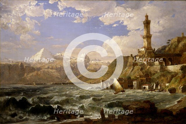 The Coast of Genoa, 1854. Creator: Jasper Francis Cropsey.